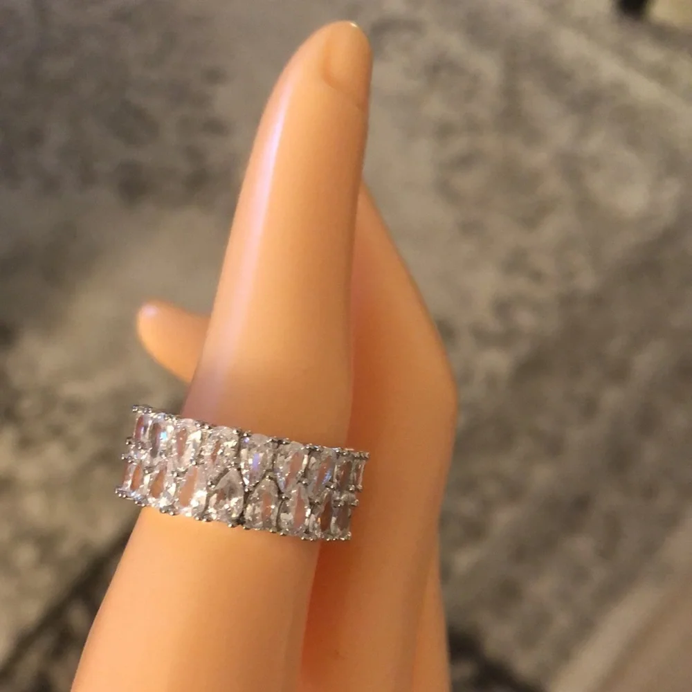 18K Gold Sparkly Cubic Zirconia Eternity Ring